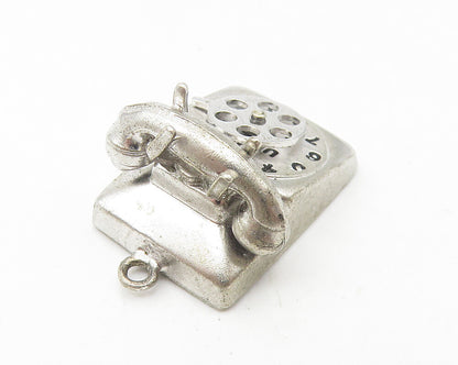 925 Sterling Silver  Vintage Shiny Old Fashioned Telephone Pendant  PT8926