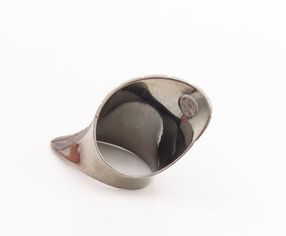 925 Sterling Silver Vintage Ring JACMEL Designer dented Effect  Sz 7.5  RG28991