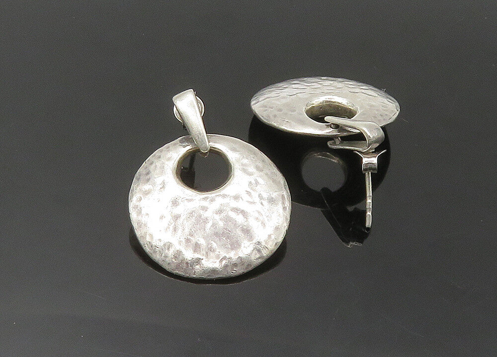 BARSE 925 Sterling Silver  Vintage Shiny Hammered Dangle Earrings  EG10731