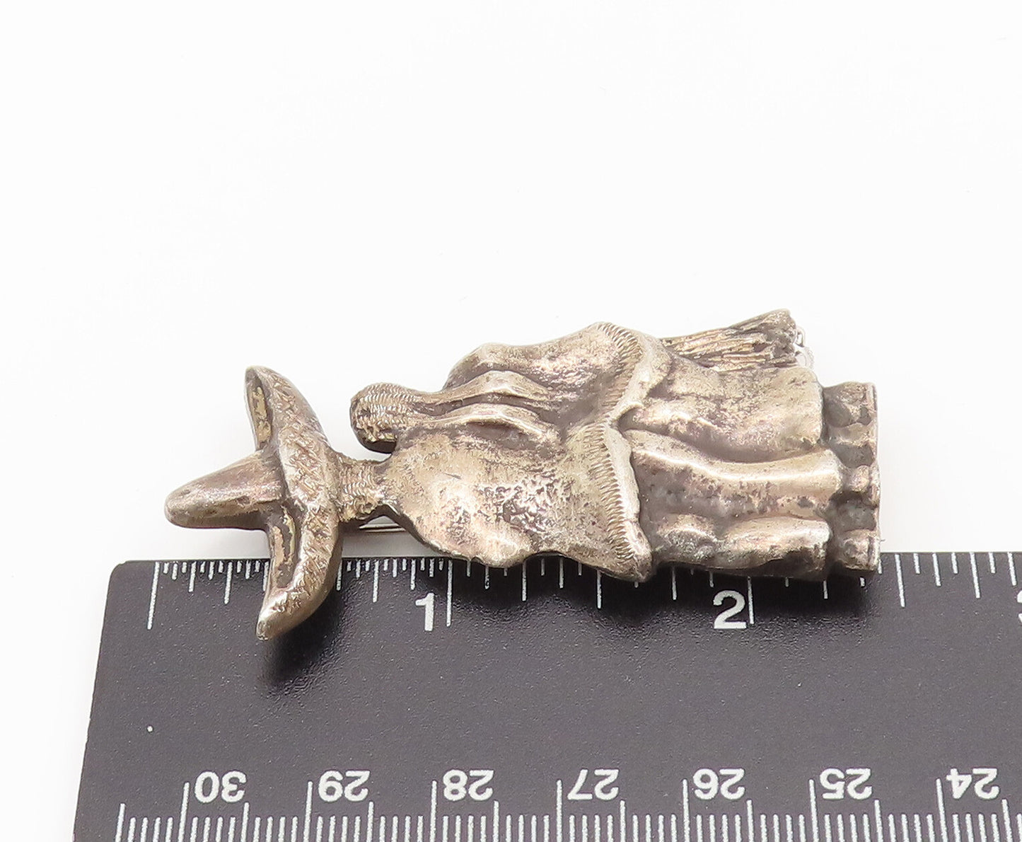 MADELON 925 Silver  Vintage Antique Carved Walking Couple Brooch Pin  BP10505