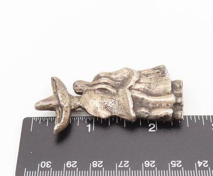 MADELON 925 Silver  Vintage Antique Carved Walking Couple Brooch Pin  BP10505