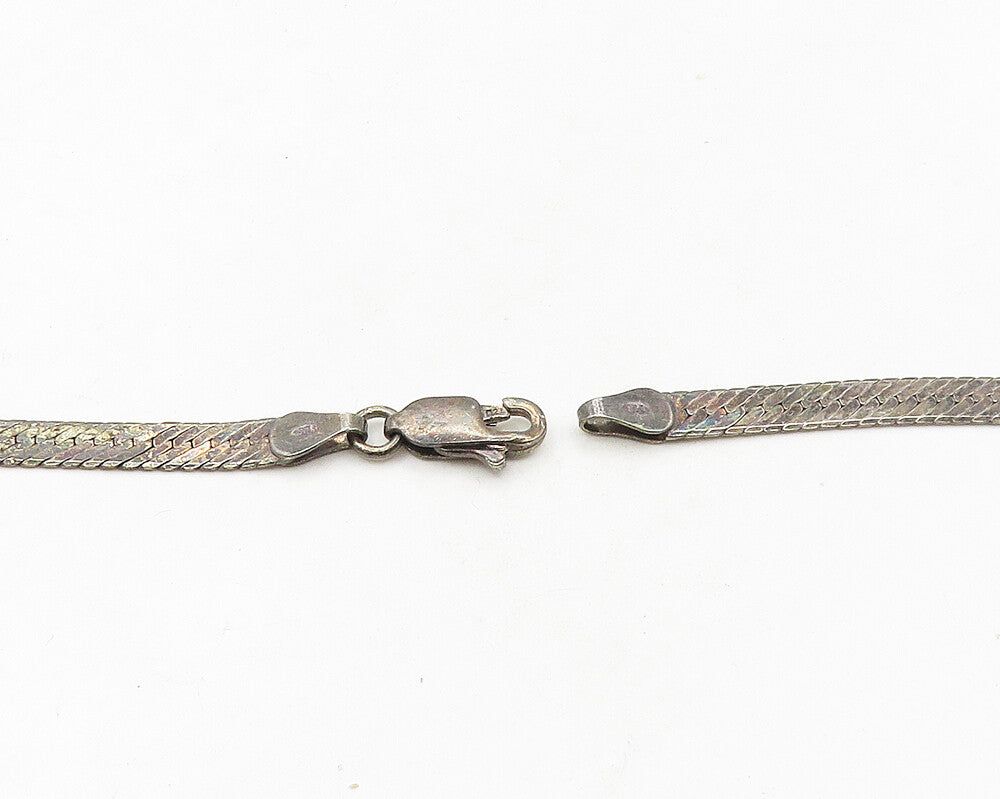 925 Sterling Silver Vintage Cubic Zirconia Dark Tone Snake Chain Necklace NE3216