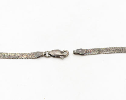 925 Sterling Silver Vintage Cubic Zirconia Dark Tone Snake Chain Necklace NE3216
