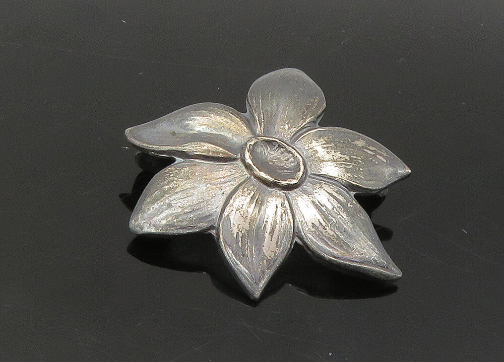 EILER & MARLOWE DENMARK 925 Silver  Vintage Oxidized Flower Brooch Pin  BP8707