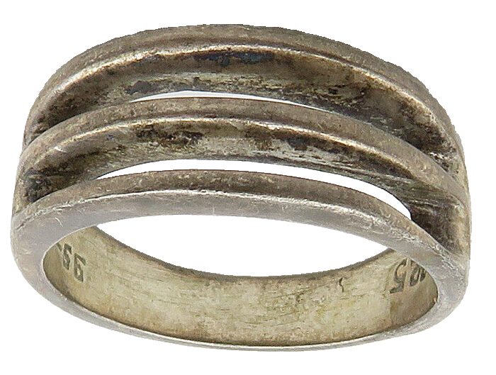 MEXICO 925 Sterling Silver  Vintage Dark Tone Split Band Ring Sz 7.5  RG16246