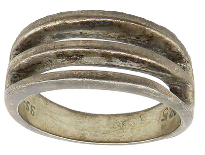 MEXICO 925 Sterling Silver  Vintage Dark Tone Split Band Ring Sz 7.5  RG16246