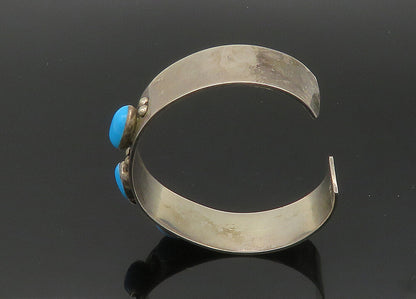 925 Sterling Silver  Vintage Cabochon Cut Turquoise Cuff Bracelet  BT8300