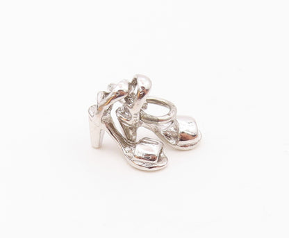 925 Sterling Silver  Vintage Two High Heels Sandals Charm Pendant  PT21266