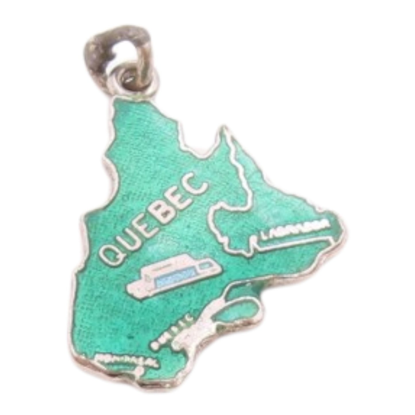 925 Sterling Silver  Vintage Enamel Map Of Canada Drop Pendant  PT18323