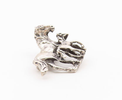 925 Sterling Silver Vintage Carved Horse Mom With Baby Horse Brooch Pin BP9832