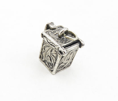 925 Sterling Silver  Vintage Oxidized Petite Box Locket Pendant (OPENS) PT6411
