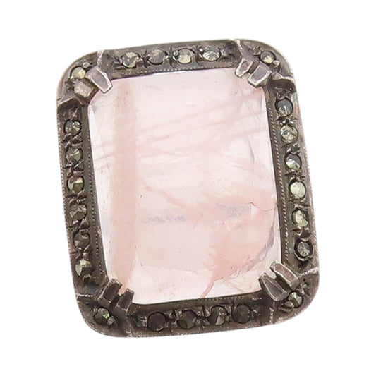 925 Sterling Silver Vintage Ring EUROPE Victorian Gemstone  Sz 6  RG33285
