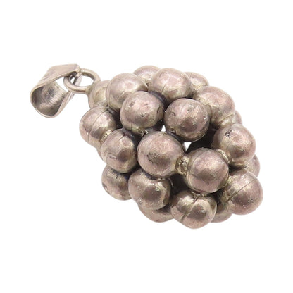 925 Sterling Silver Vintage Pendant MEXICO Antique Sphere Bead Cluster  PT24343
