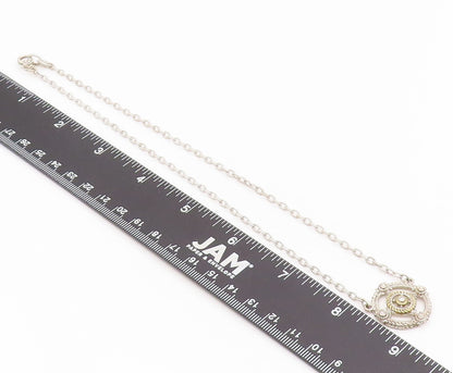 10k Gold & 925 Sterling Silver Vintage Necklace JUDITH RIPKA CZ Chain  NE4853