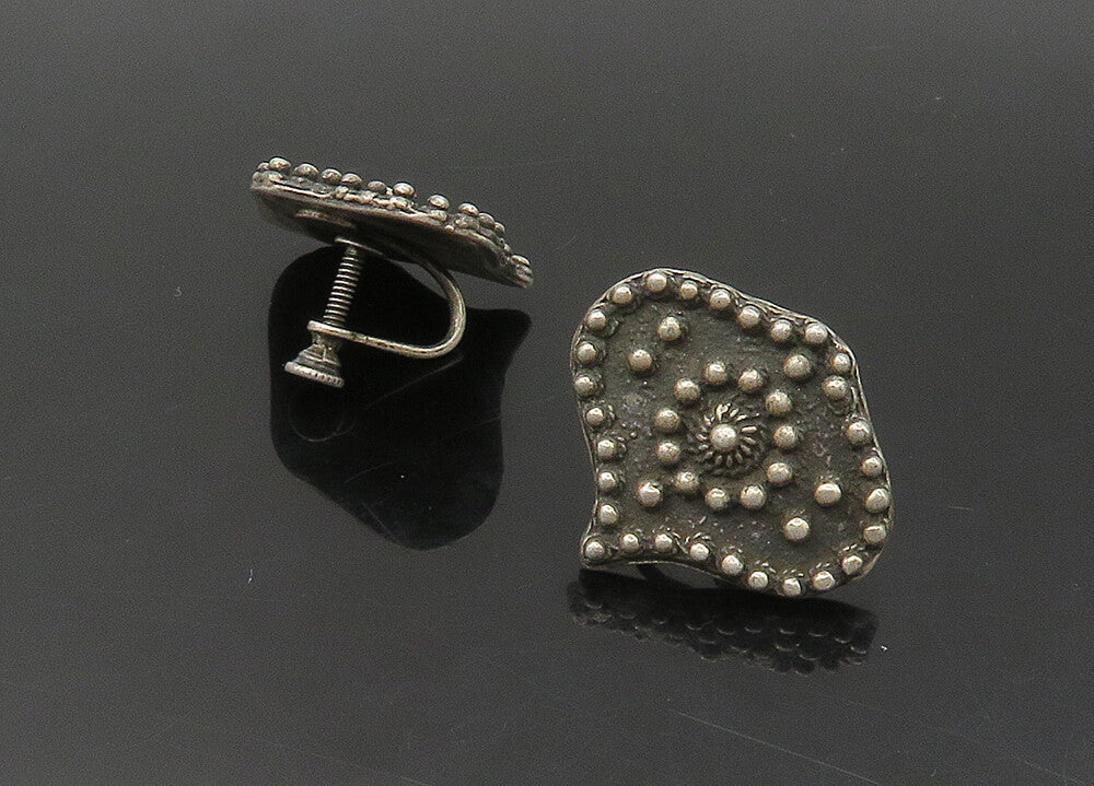 925 Sterling Silver   Vintage Antique Oxidized Non Pierce Earrings  EG11278