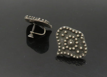 925 Sterling Silver   Vintage Antique Oxidized Non Pierce Earrings  EG11278