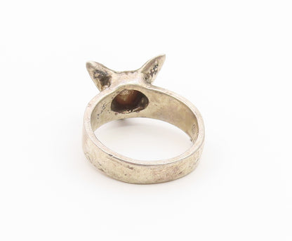 925 Sterling Silver Vintage Ring Classic Carved Sphynx Cat Band  Sz 8  RG36899