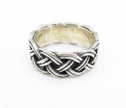 925 Sterling Silver Vintage Shiny Braided Rope Design Band Ring Sz 11 RG7443
