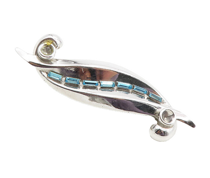 BOND BOYD 925 Sterling Silver  Vintage Blue Topaz Leaf Brooch Pin  BP4022