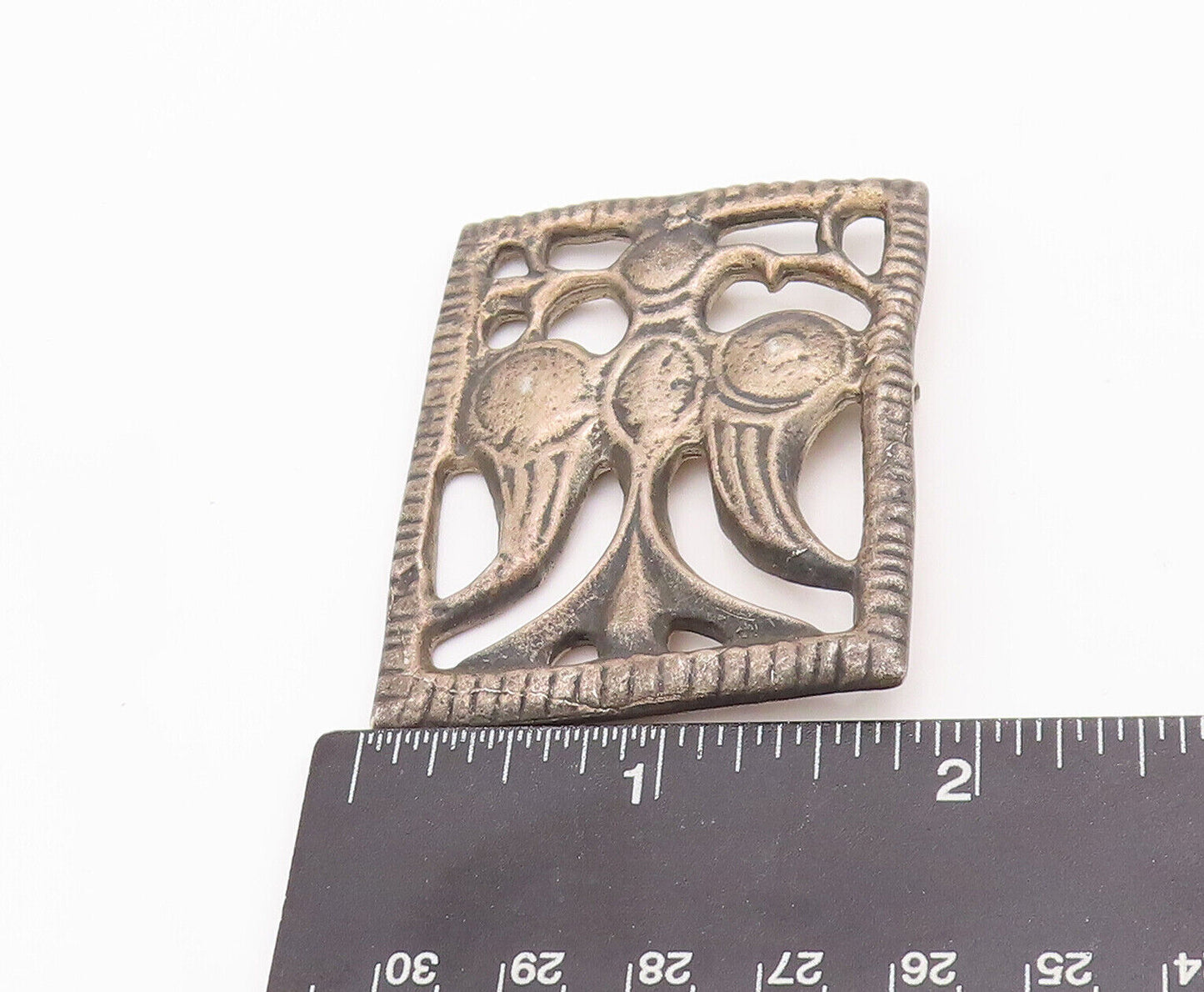 925 Sterling Silver Vintage Brooch Pin MMA Antique Trible Bird Carved  BP10910