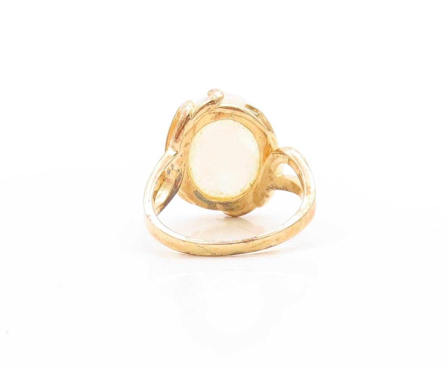 925 Sterling Silver Vintage Ring Gold Plated Oval Cabochon Gemstone Sz 7 RG31310