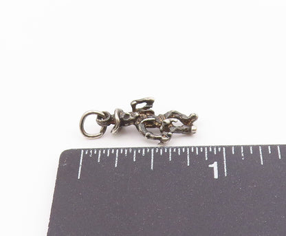 925 Sterling Silver  Vintage Pirate Man Motif With Stick Charm Pendant PT21639