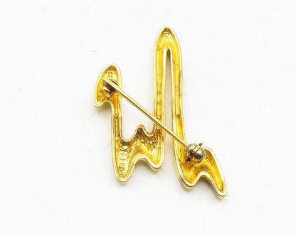 925 Sterling Silver  Vintage Shiny Gold Plated Scribble Brooch Pin  BP4572
