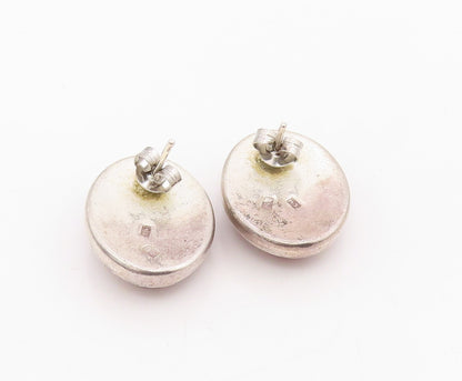 925 Sterling Silver Vintage Earrings POLAND Cabochon Honey Amber Studs  EG13958