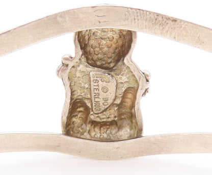 925 Sterling Silver Vintage Bracelet CAROL FELLY Cutout Crying Baby Cuff BT10950