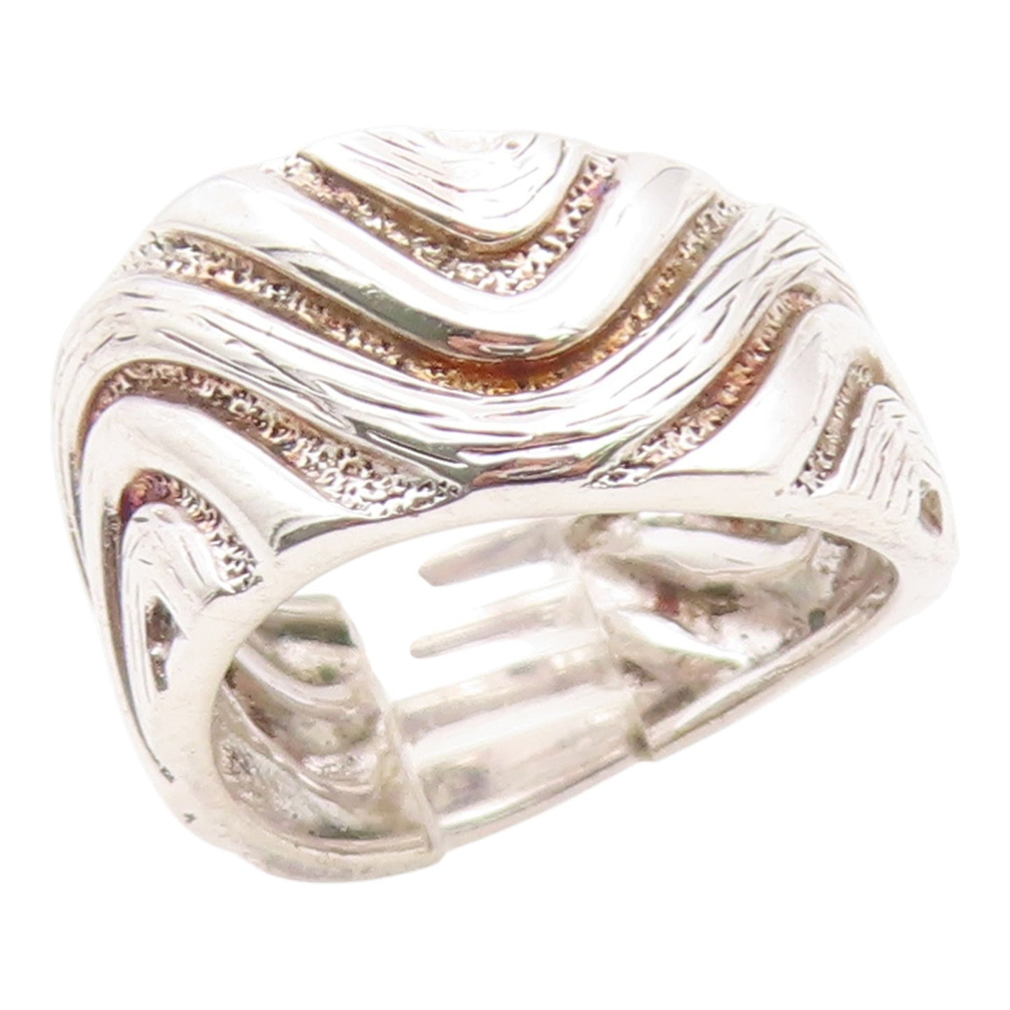 925 Sterling Silver Vintage Ring Textured Wavy Grooved Band  Sz 6.5  RG36000