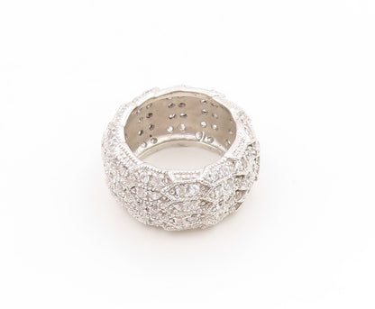 925 Sterling Silver Vintage Ring Round CZ Multi Row Eternity Band  Sz 7  RG34737