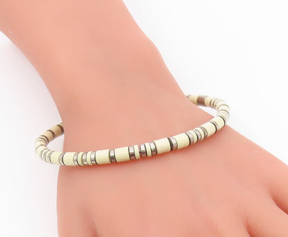 925 Sterling Silver  Vintage Shiny Patterned Round Bangle Bracelet  BT8961