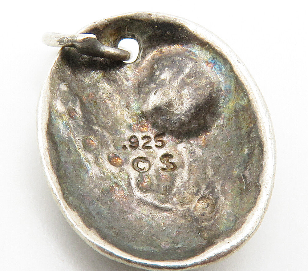SHUBE 925 Sterling Silver  Vintage Amethyst Prosper Etched Pendant  PT13037