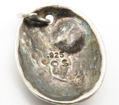 SHUBE 925 Sterling Silver  Vintage Amethyst Prosper Etched Pendant  PT13037