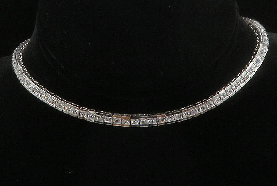 ROSS SIMON 925 Silver Sparkling Cubic Zirconia Box Chain Necklace  NE2386