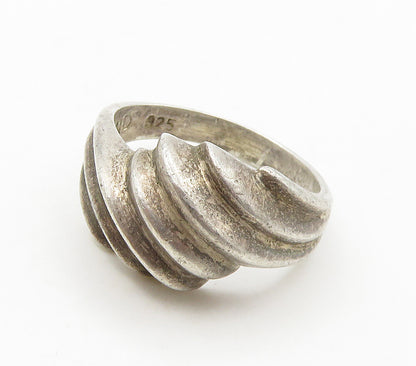 925 Sterling Silver  Vintage Dark Tone Fluted Dome Band Ring Sz 7  RG15792