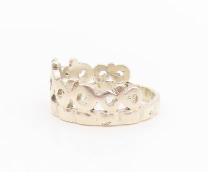925 Sterling Silver Vintage Ring Minimalist Princess Crown Band  Sz 7  RG34851