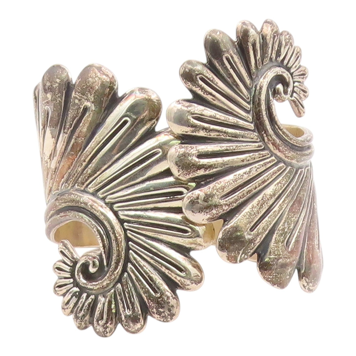 ESPERANZA MEXICO 925 Silver  Vintage Shiny Swirl Bypass Cuff Bracelet  BT8279