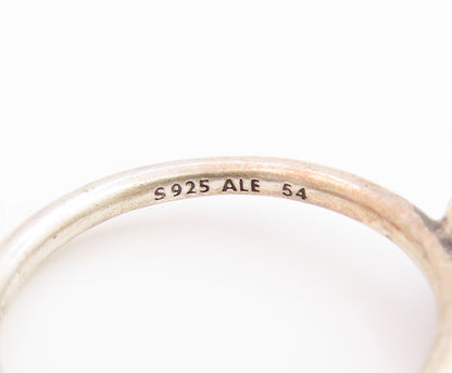 925 Sterling Silver Vintage Ring PANDORA Elegant Enamel Rose Band  Sz 7  RG36113
