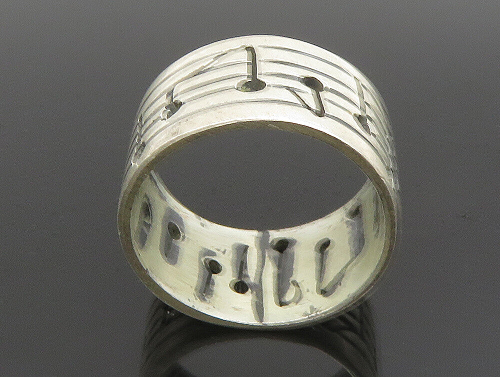 925 Sterling Silver  Vintage Open Musical Notes Band Ring Sz 7  RG24629