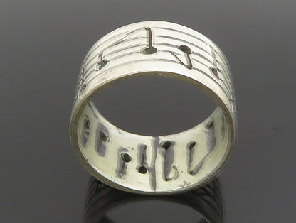 925 Sterling Silver  Vintage Open Musical Notes Band Ring Sz 7  RG24629