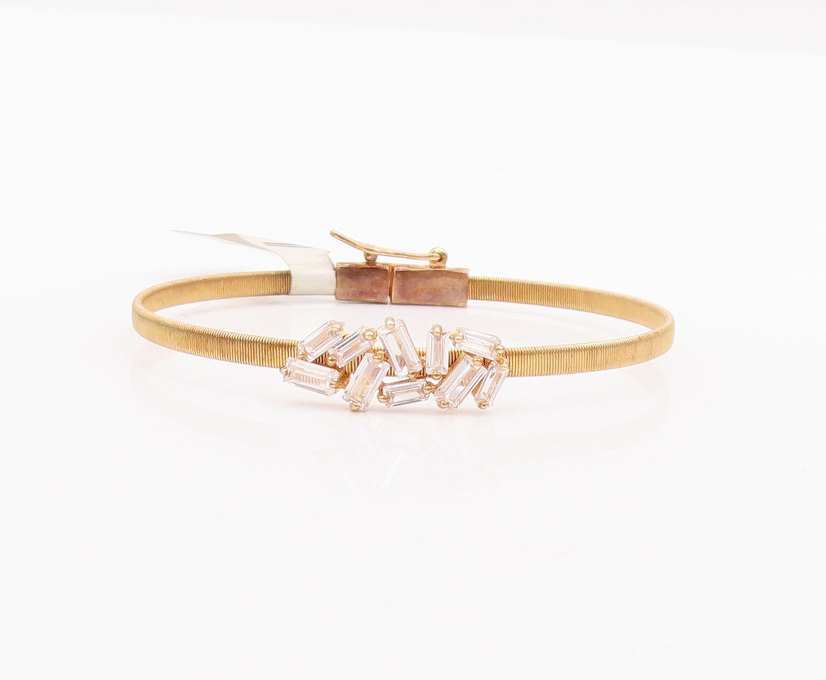925 Sterling Silver Vintage Bracelet Designer Gold Plated Brutalist CZ  BT10493