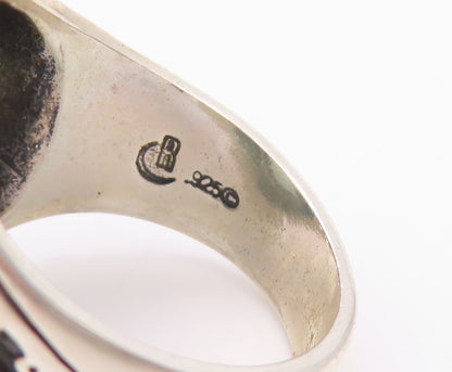 925 Sterling Silver Vintage Ring CAROLYN POLLACK Gemstone Etched  SZ 8.5 RG32070
