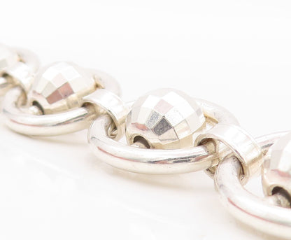 925 Sterling Silver Vintage Bracelet Brads Halo Rings Linked  BT10792