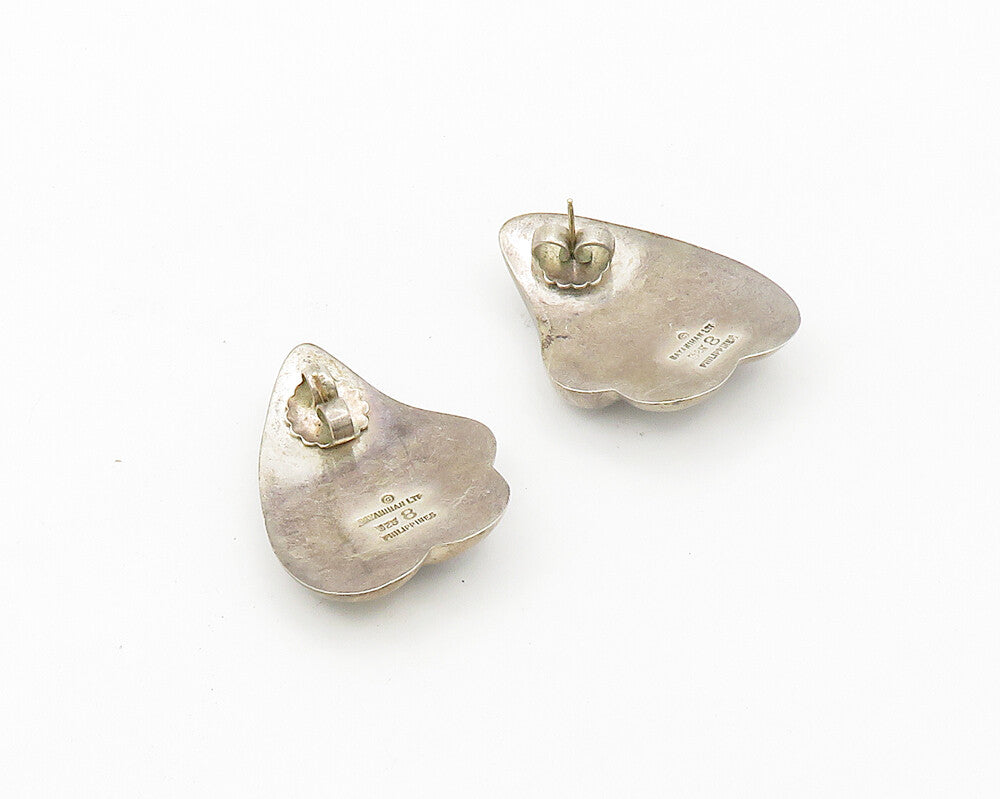 BAYANIHAN 925 Silver & 14K GOLD  Vintage Fluted Hollow Drop Earrings  EG9486