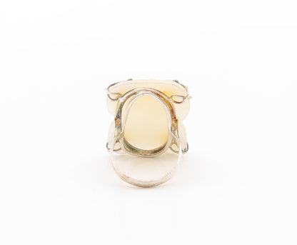 925 Sterling Silver Vintage Ring Modernist Carved Girl Face Cameo  Sz 5  RG32511