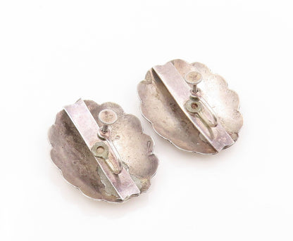 925 Sterling Silver Vintage Earrings Large Design Etched EG13375