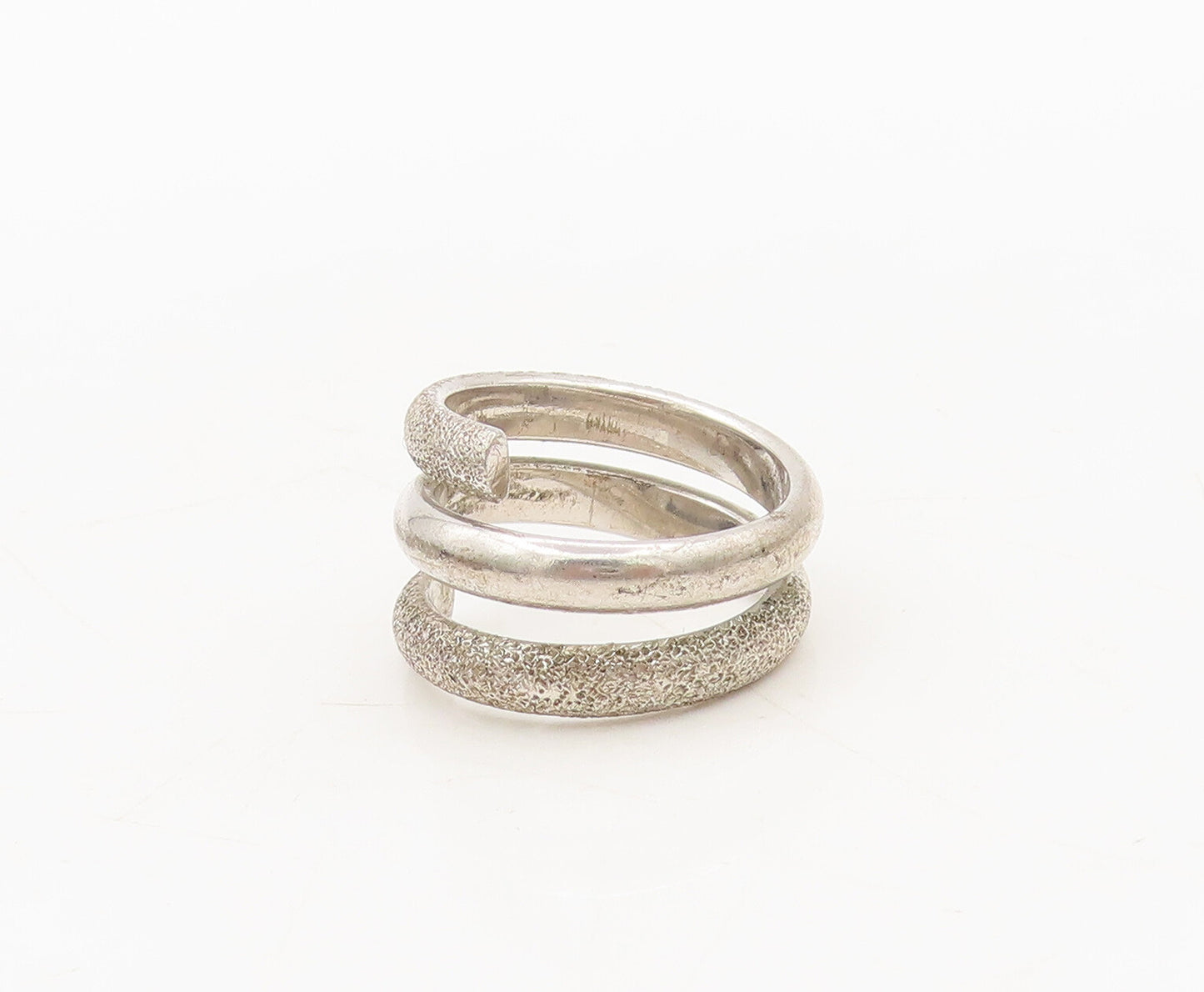 925 Silver Vintage Ring JOIELLE Designer Solid Spiral Coiled  Sz 6 RG27552