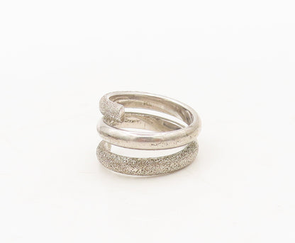 925 Silver Vintage Ring JOIELLE Designer Solid Spiral Coiled  Sz 6 RG27552