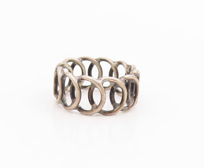 925 Sterling Silver Vintage Ring Interlocking Circles Eternity Sz 5.5 RG33946